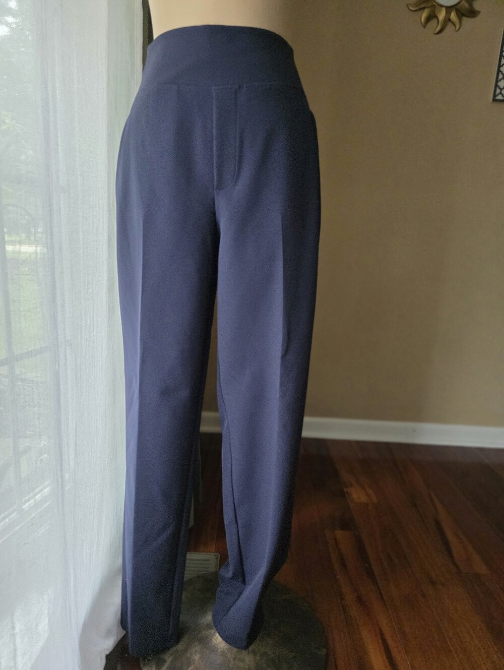 Athleta Brooklyn Mid Rise Wide Leg Pants Navy 8 Tall Travel Office Stretch Cargo